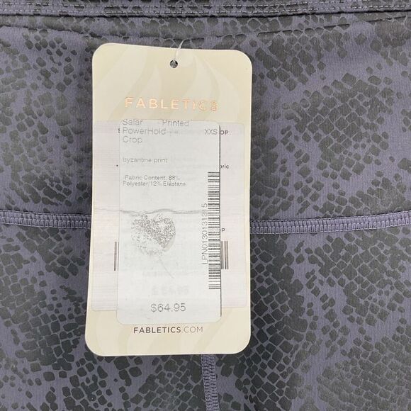 Fabletics Mid Rise PowerHold Crop Legging Byzantine Print Purple Black Women XXS - Picture 3 of 6